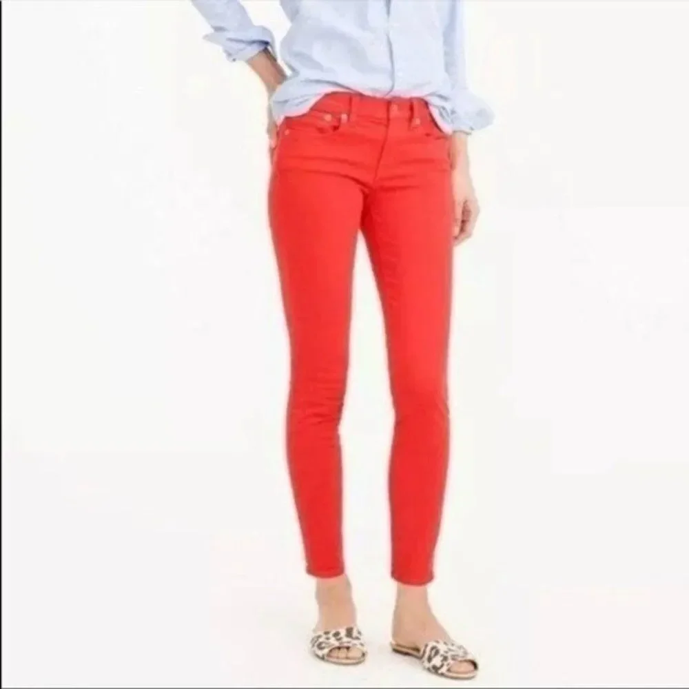 J Crew Pink Orange Denim Toothpick Ankle Skinny Jeans 27